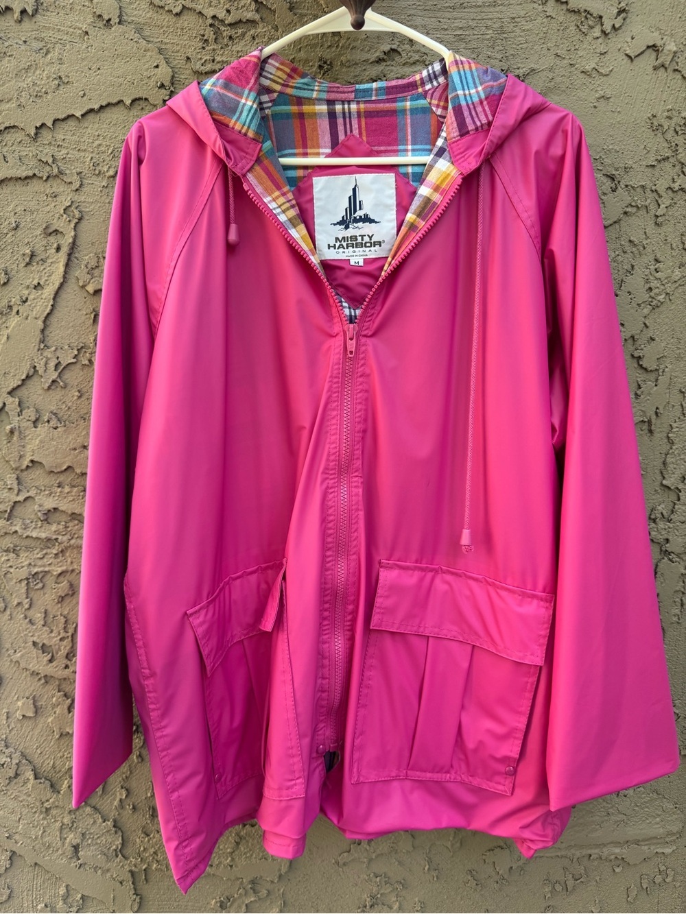 Misty Harbor Rain Jacket Plaid Cotton lined Hooded Size M - Picture 2 of 11